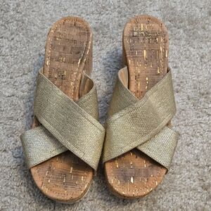 Donald J. Pliner Gold Criss-Cross Sandals